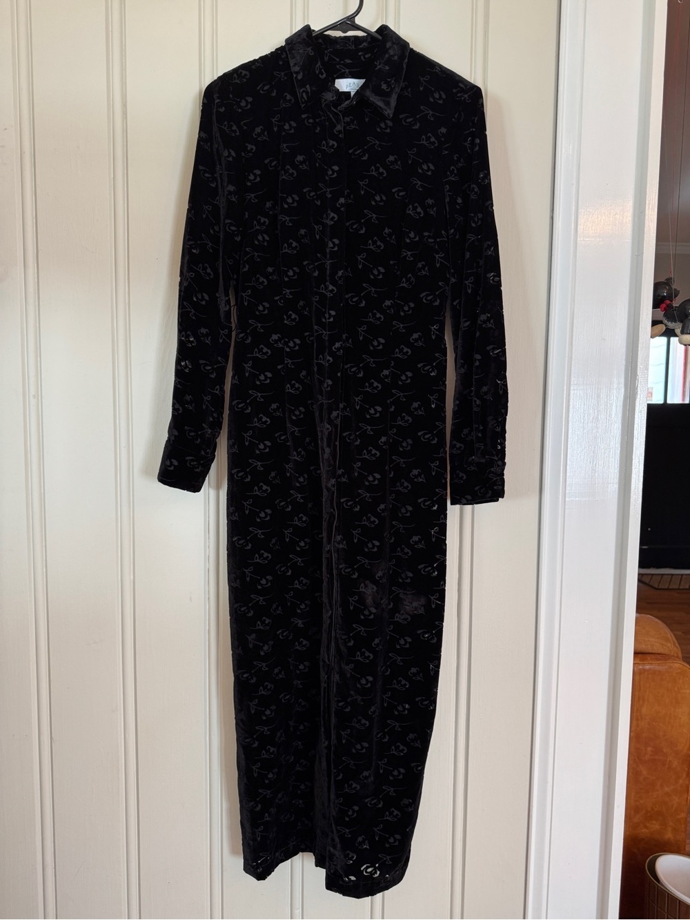 Black Velvet Button Down Dress Fairy Grunge size 2 women’s Whimsigoth